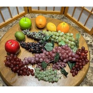 Artificial Fruit Lot Faux Decorative Plastic Rubber Grapes Orange Apples Lemon